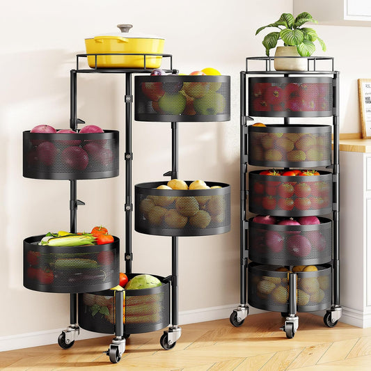 SNTD Cesta de frutas y verduras para cocina con tapa superior de me...