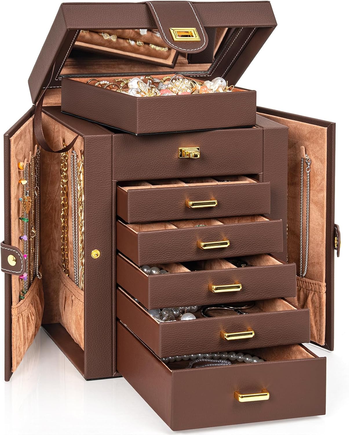 AKOZLIN Caja Organizadora de Joyería Funcional, Estuche de Almacena...
