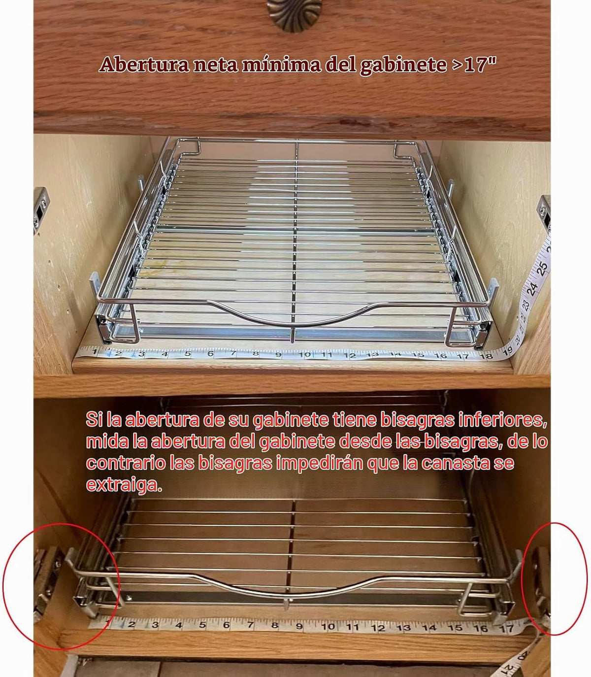 DINDON Organizador de gabinete extraíble de 1 nivel (17 pulgadas de...
