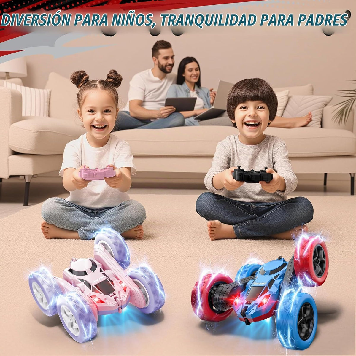 Hamdol STEM - Auto de control remoto para niños, 360° giratorio de...