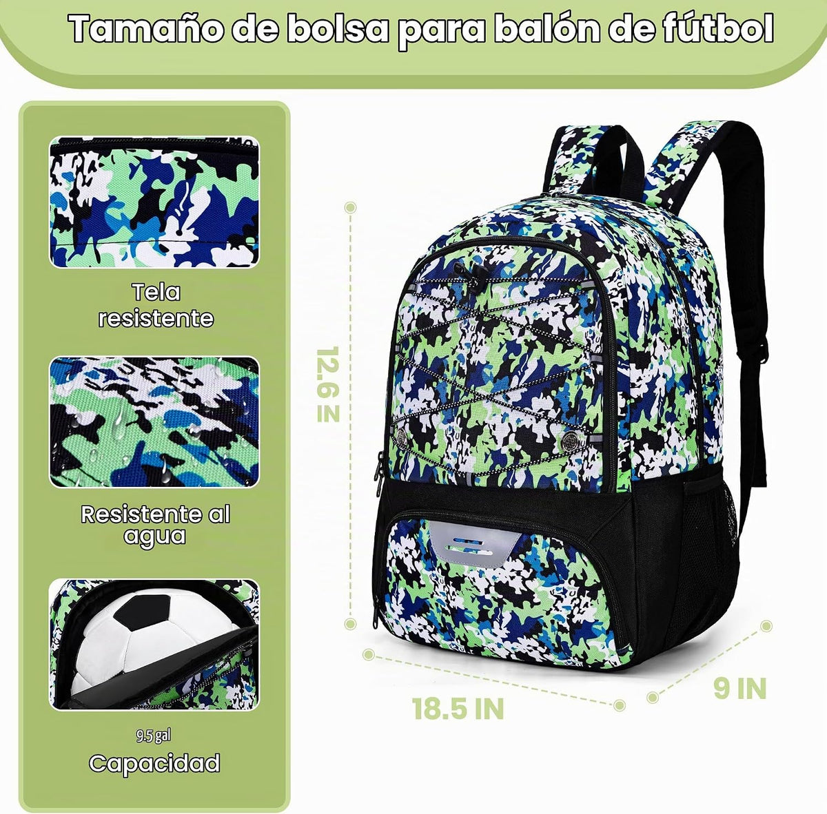 Hsmihair - Mochila de fútbol juvenil - Mochila para fútbol y balonc...