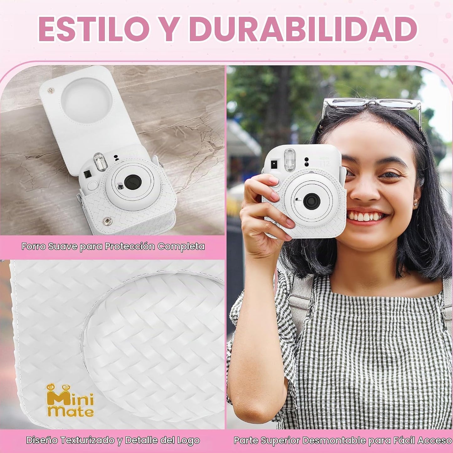 Fujifilm Cámara Instantánea Instax Mini 12 Blanco Arcilla + Estuche...