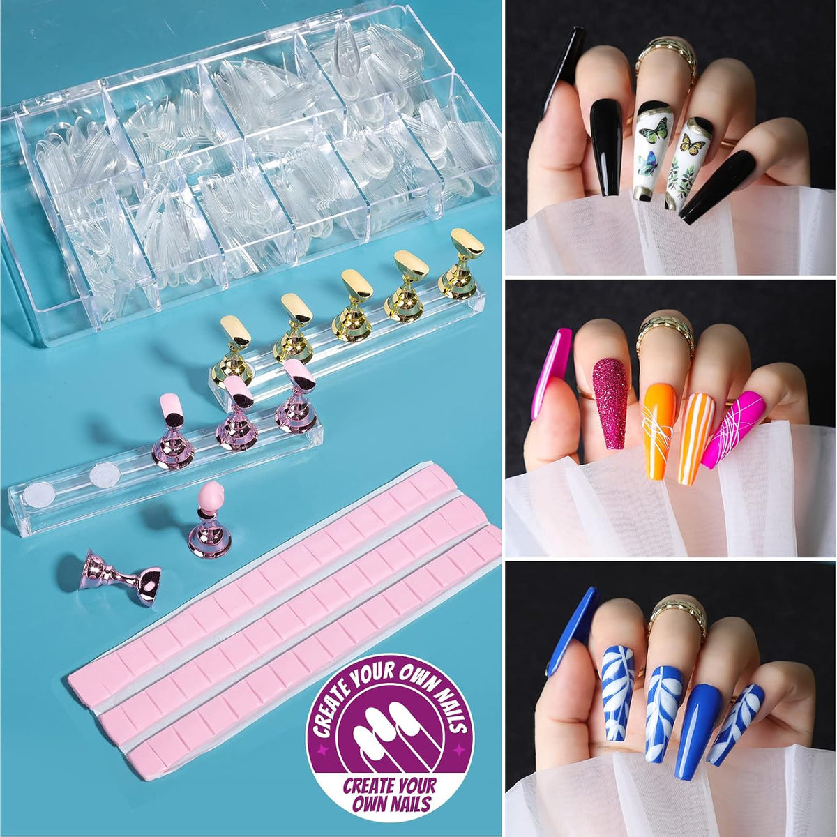 Teenitor Kit de Uñas Postizas Acrílicas, Suministros de Uñas Postiz...