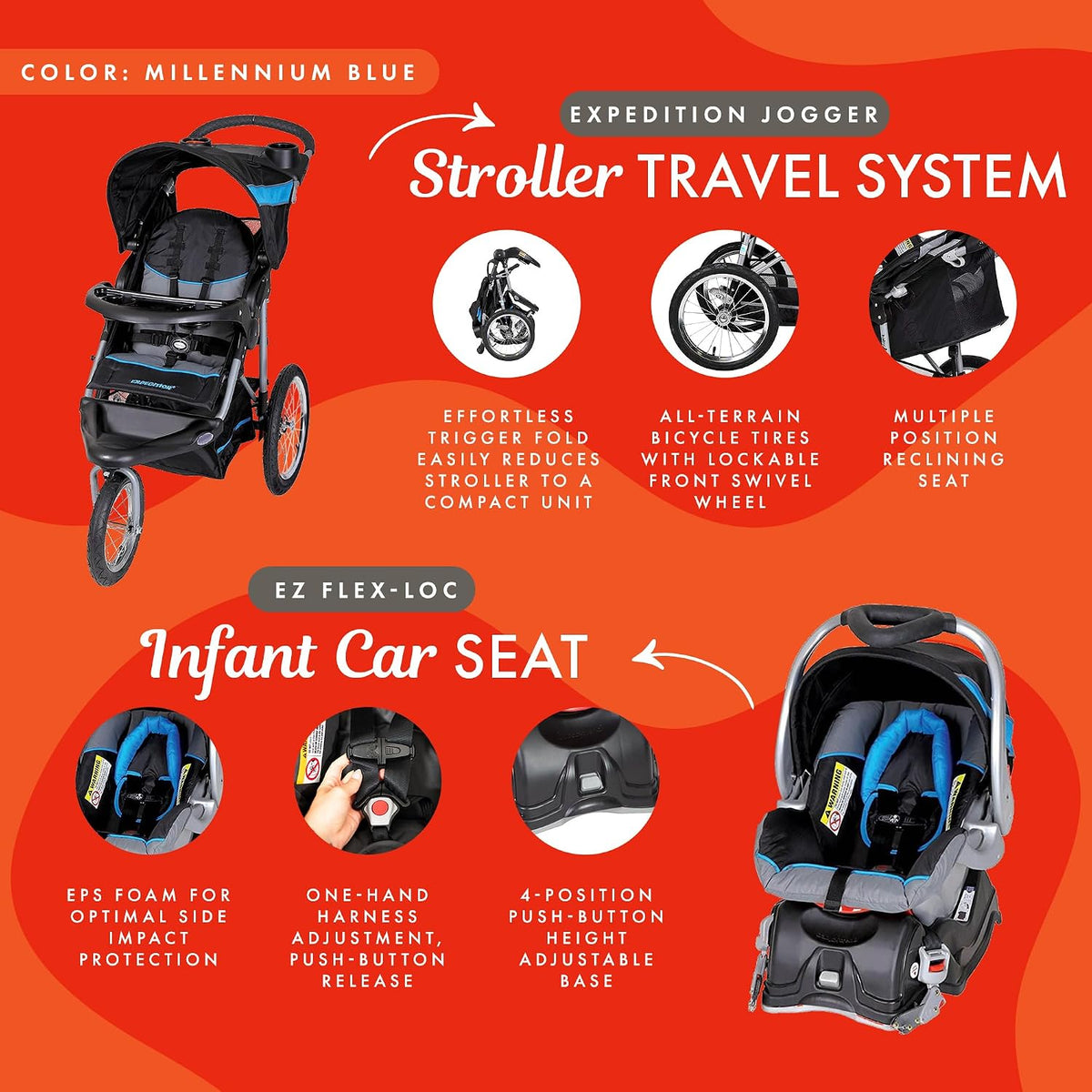 Baby Trend Sistema de viaje Expedition® Jogger con asiento infantil...