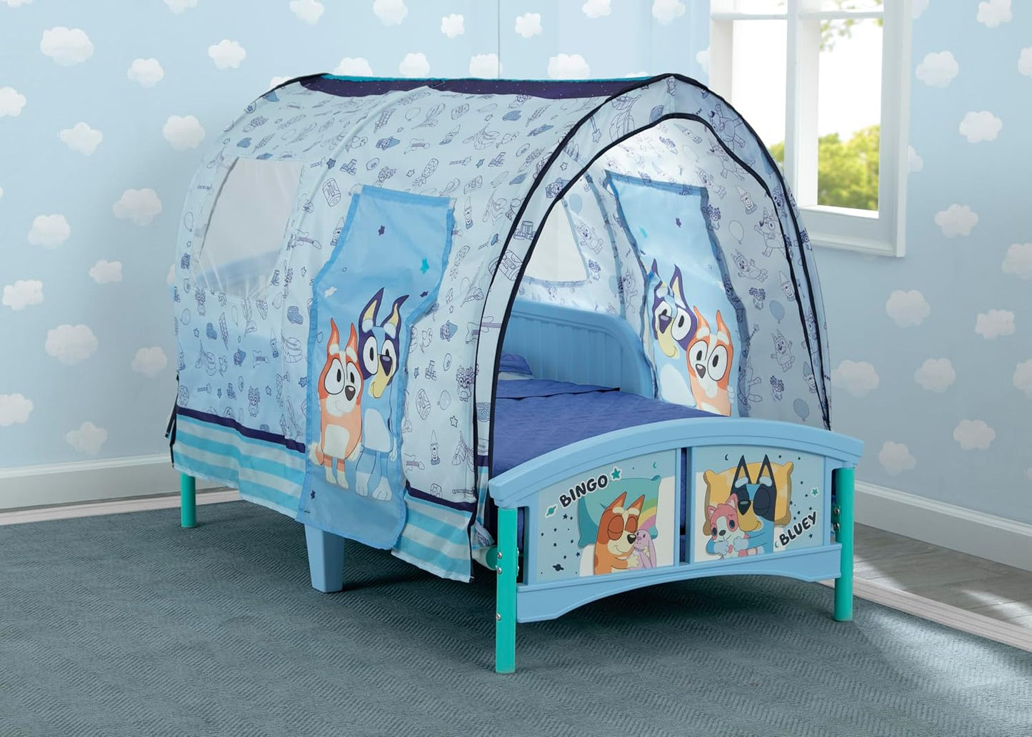 Delta Children - Cama infantil de plástico Bluey con tienda