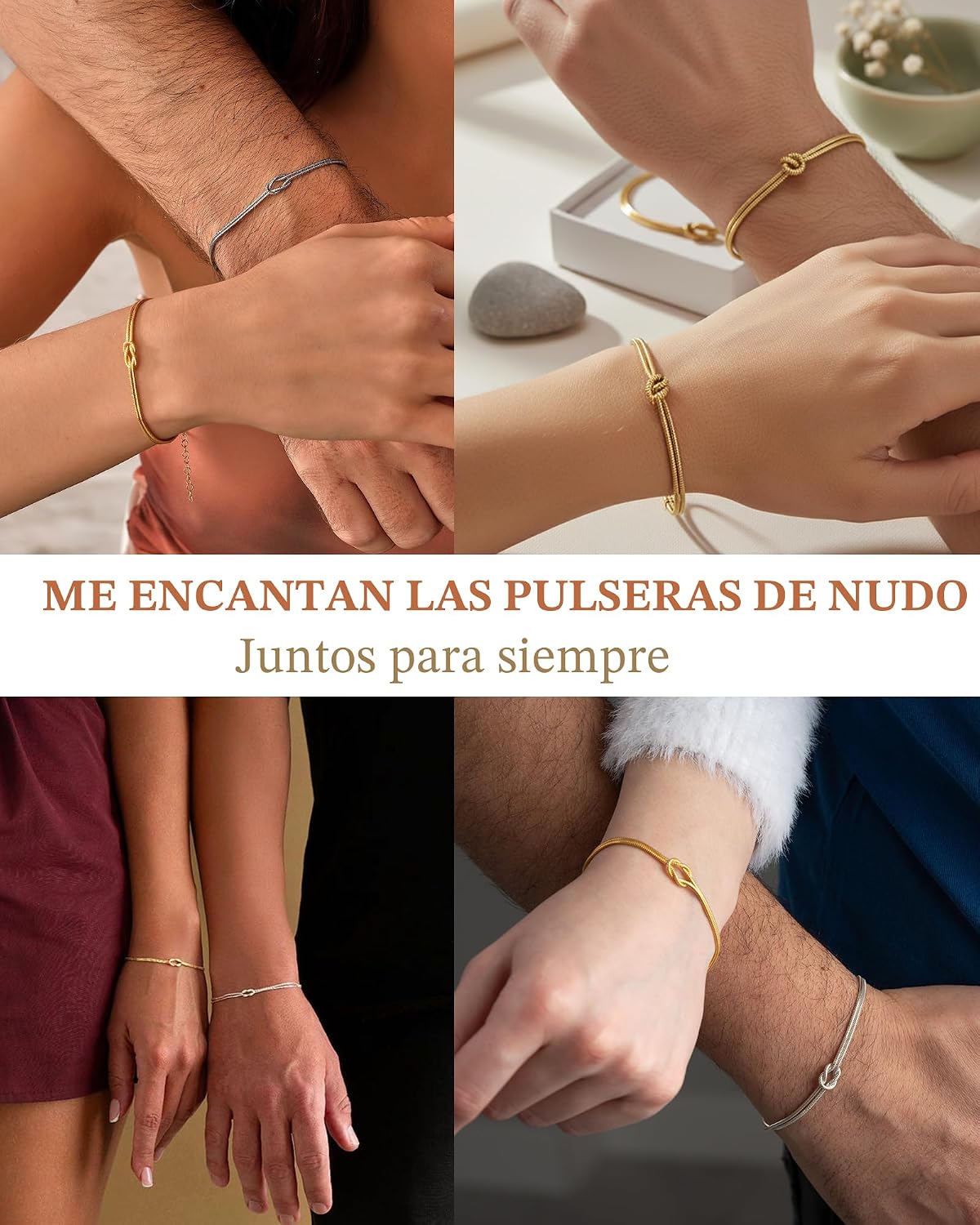 KOHOTA - Pulseras de plata y oro para mujer, chapadas en oro de 14...