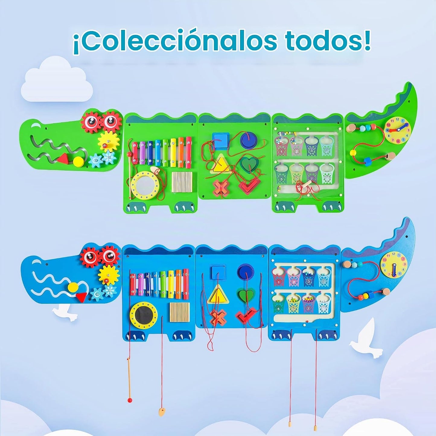 nigwet Juguetes sensoriales de cocodrilo, paneles de pared de activ...