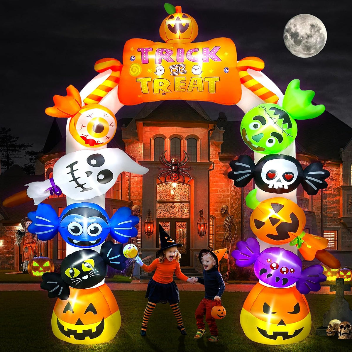 Kalolary Fantasma de caramelo inflable de Halloween de 10 pies de a...