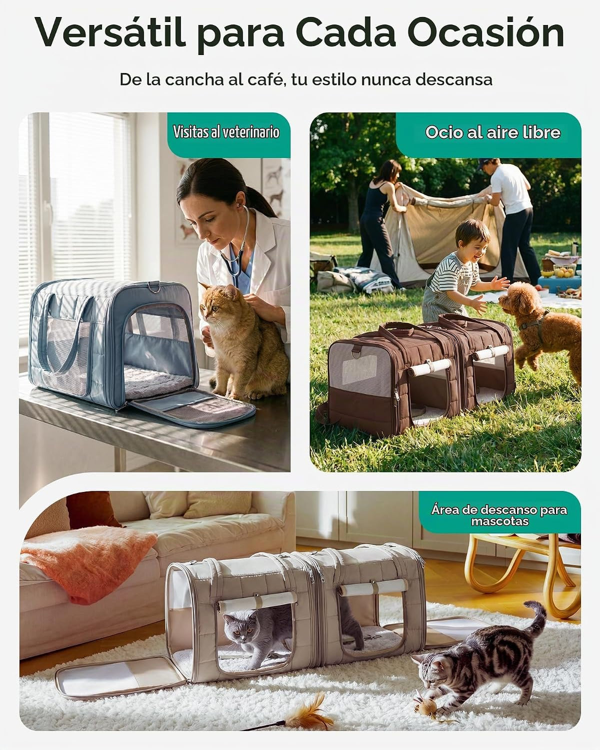 BAGSMART Transportador doble para gatos para 2 gatos, transportador...