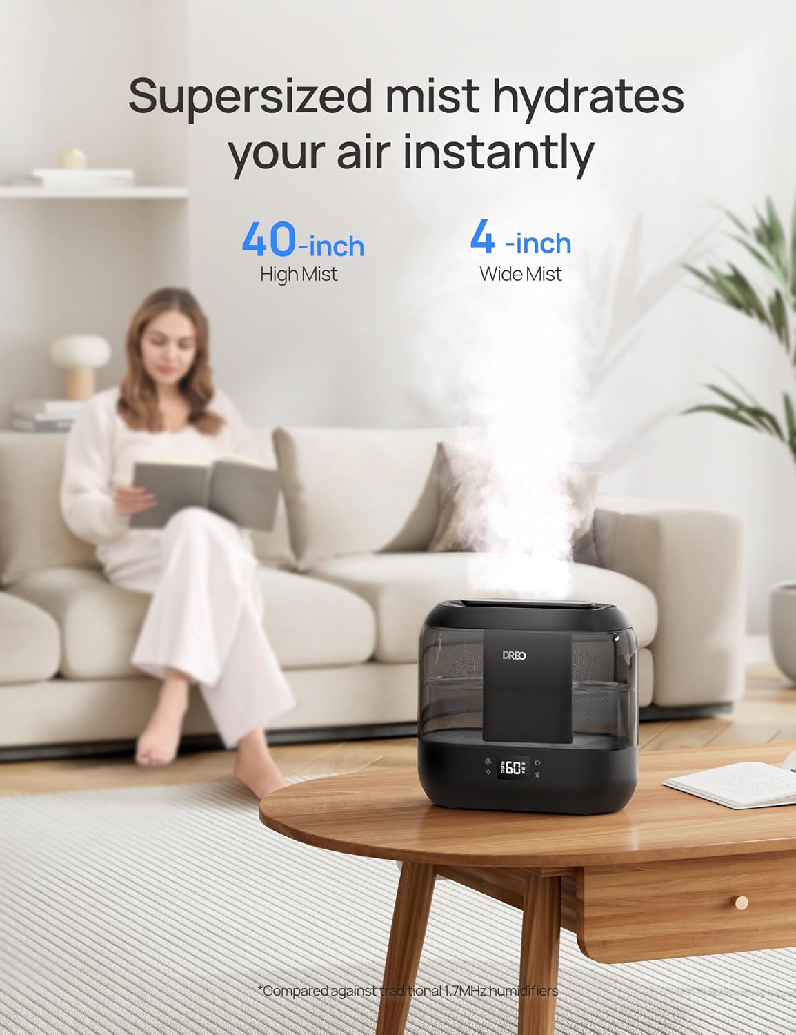 Dreo Humidificadores inteligentes para dormitorio, humidificador su...