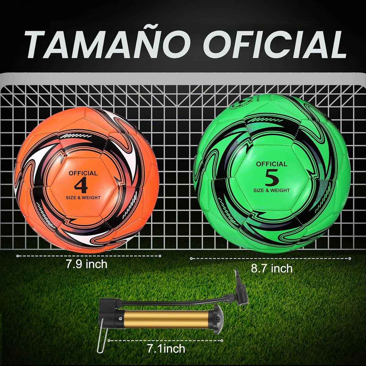 HyDren 2 pelotas de fútbol con inflador, tamaño oficial 4\/5, pelot...