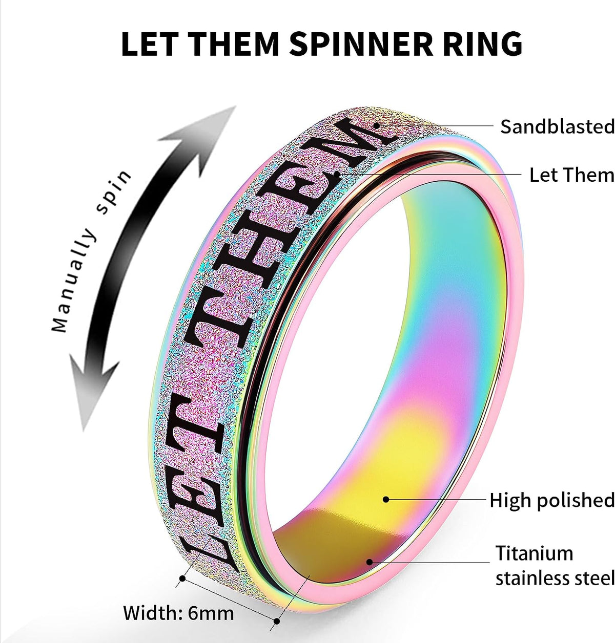 Fidget Toys Anillo de ansiedad para adultos para mujeres: Fidget Sp...
