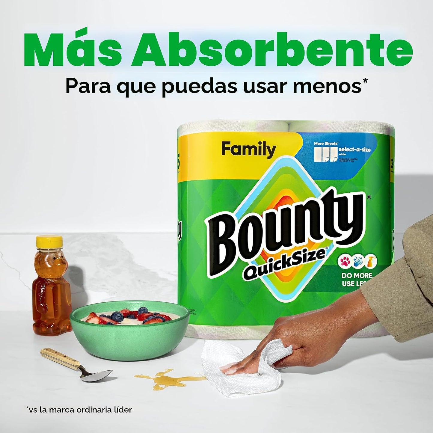 Bounty Toallas de papel de tamaño rápido, color blanco, 16 rollos f...