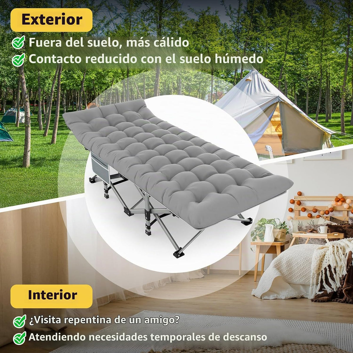 Slendor Cuna de camping plegable con colchón, carga máxima de 500 l...