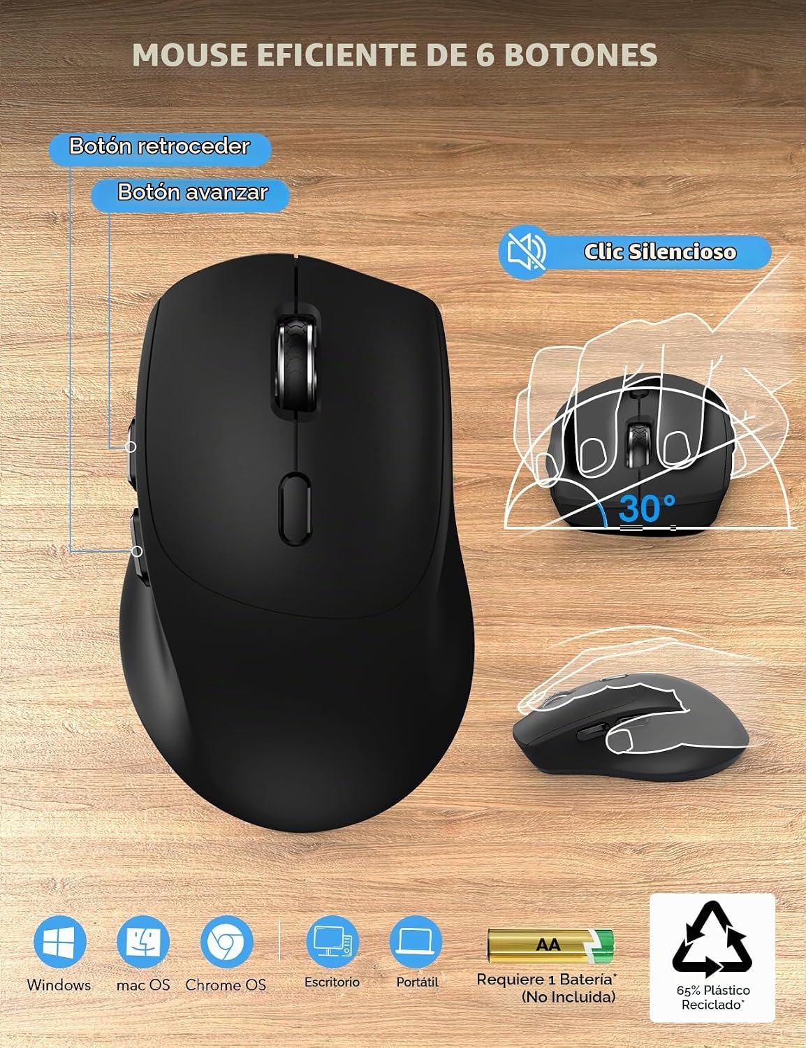 SABLUTE Combo de teclado y mouse inalámbricos con impresión grande...