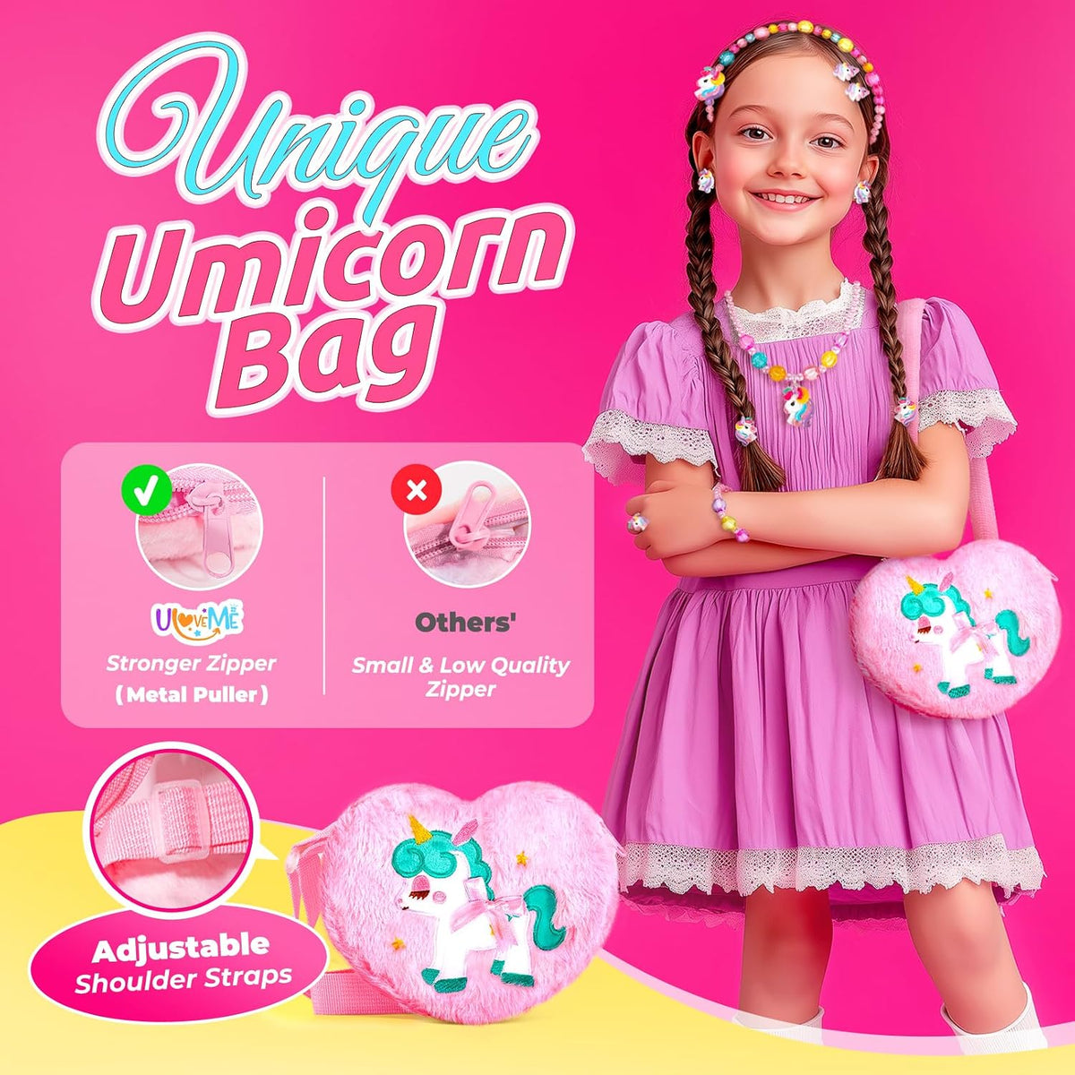 ULOVEME Umicorn - Kit de maquillaje real para niñas pequeñas, jugue...