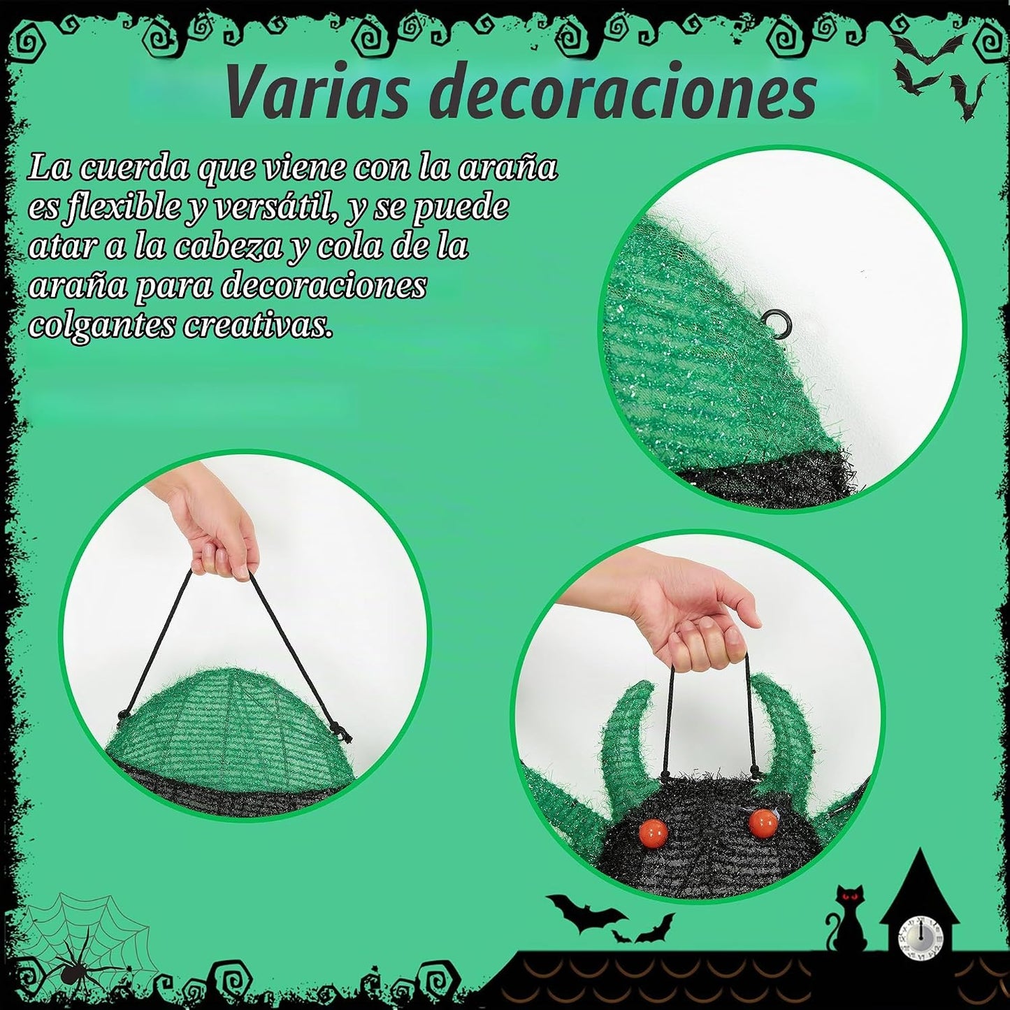 1 unidad: araña gigante de 4.6 pies, decoración de Halloween para e...