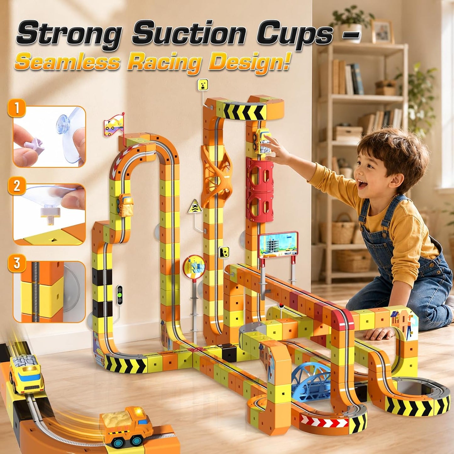Juego de tren eléctrico de construcción, 112 piezas de pistas 3D qu...