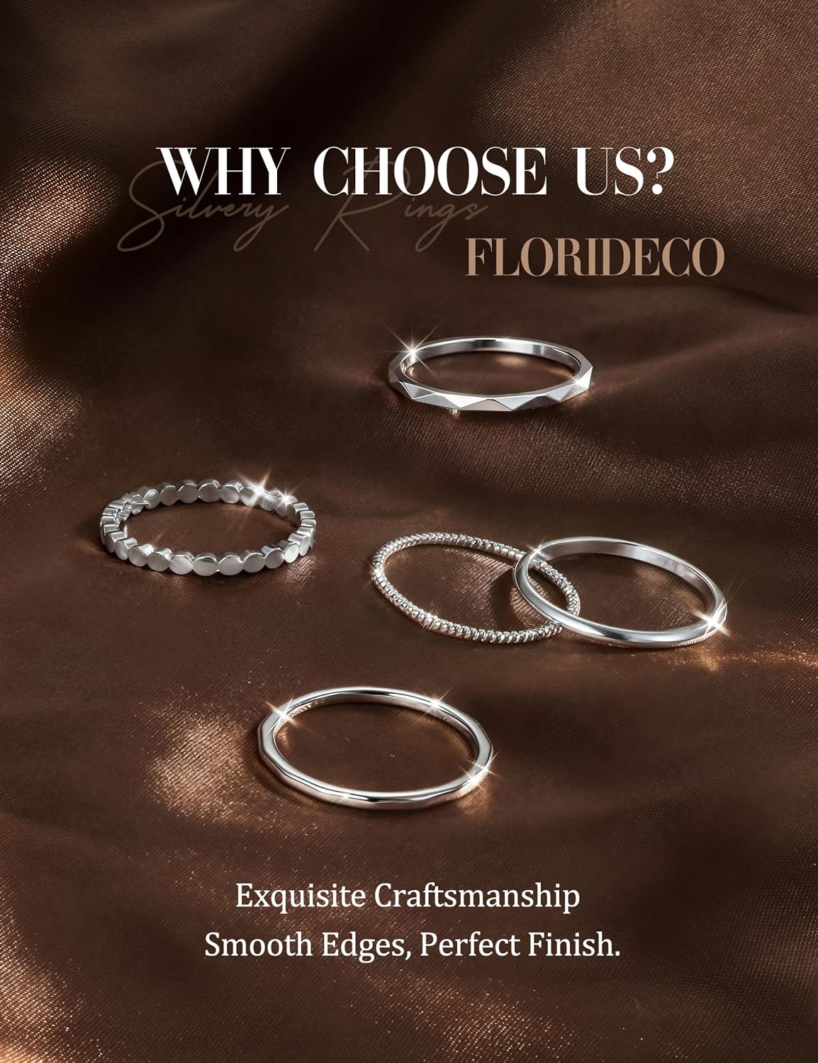 Florideco Anillos apilables chapados en oro de 14 quilates para muj...