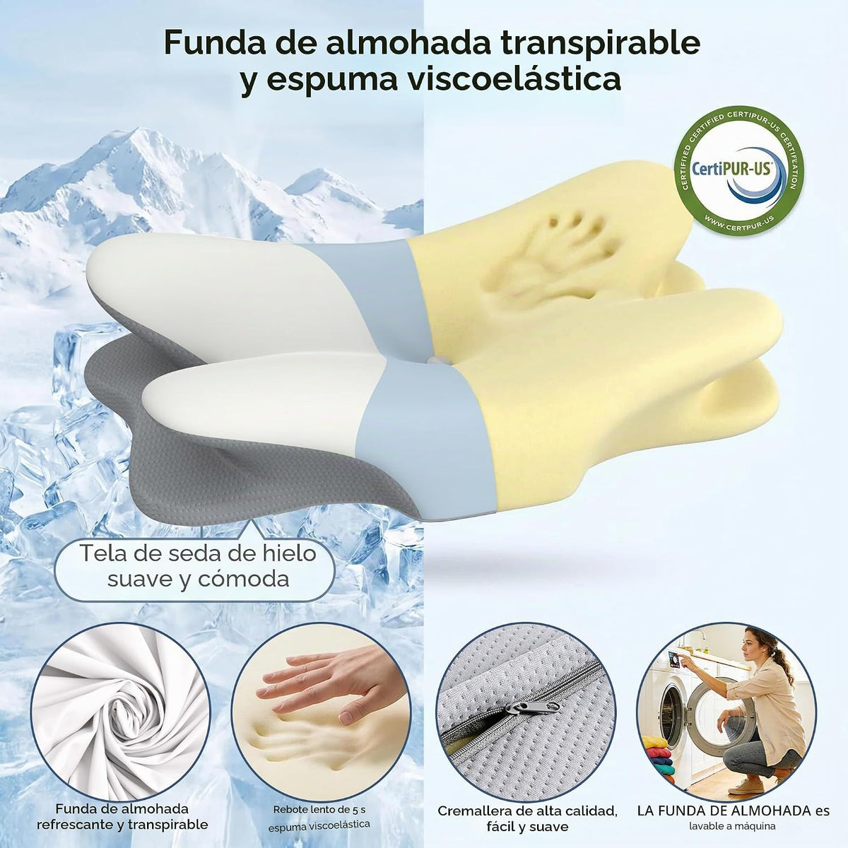 Almohada cervical para el cuello \u2013 Almohadas de espuma viscoel...