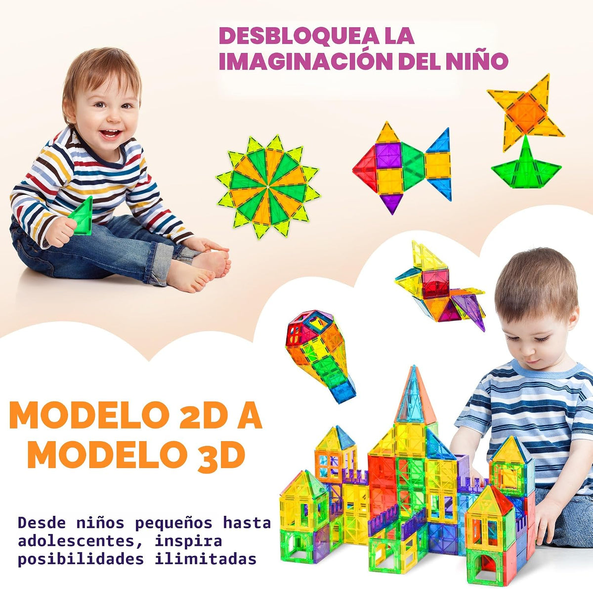 Cossy - Juego de 120 bloques de construcción magnéticos 3D con azul...
