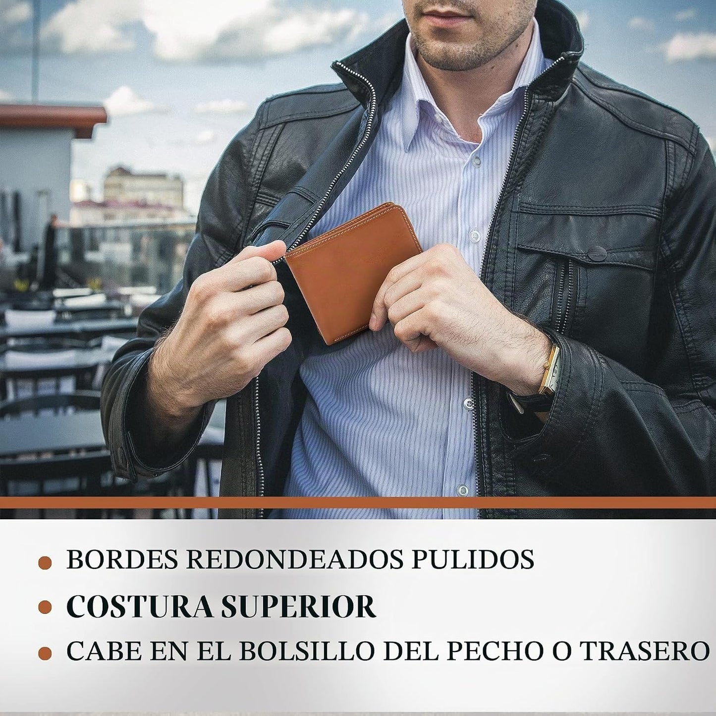 Tony Perotti Billetera plegable de cuero italiano para hombre - Car...