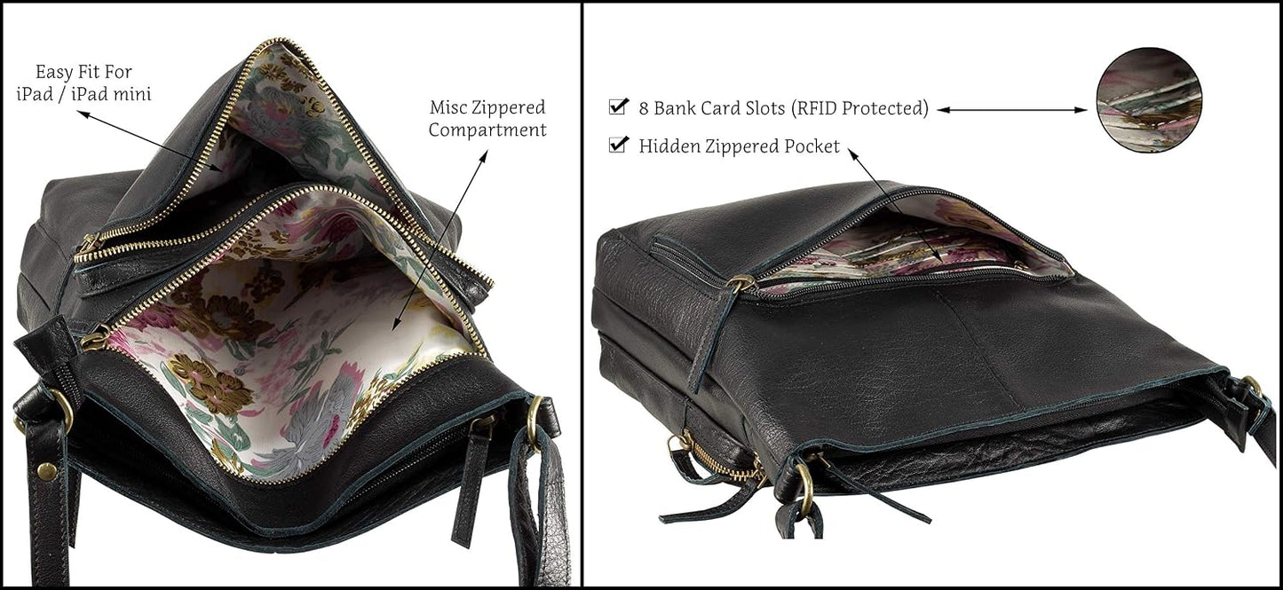 Mou Meraki Bolso cruzado de cuero genuino y bolsos - Bolso cruzado...