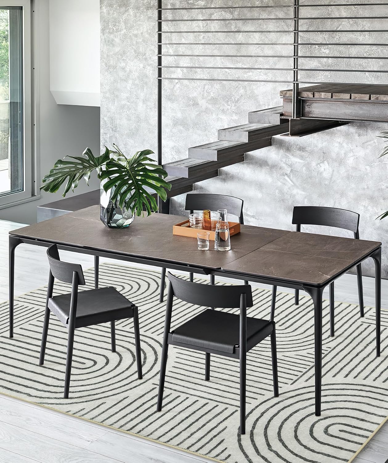 Lahome Alfombra lavable abstracta, alfombra de 5 x 7 pies para dorm...