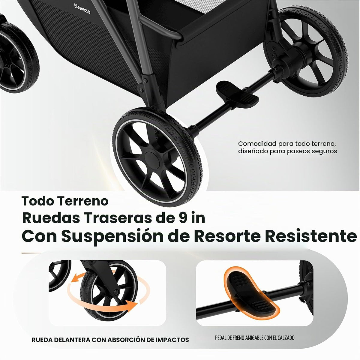 Babideal Cochecito de bebé para recién nacido y niño, plegado con u...