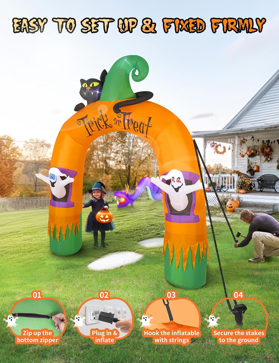Arco inflable de Halloween, con 5 luces LED incorporadas, decoració...