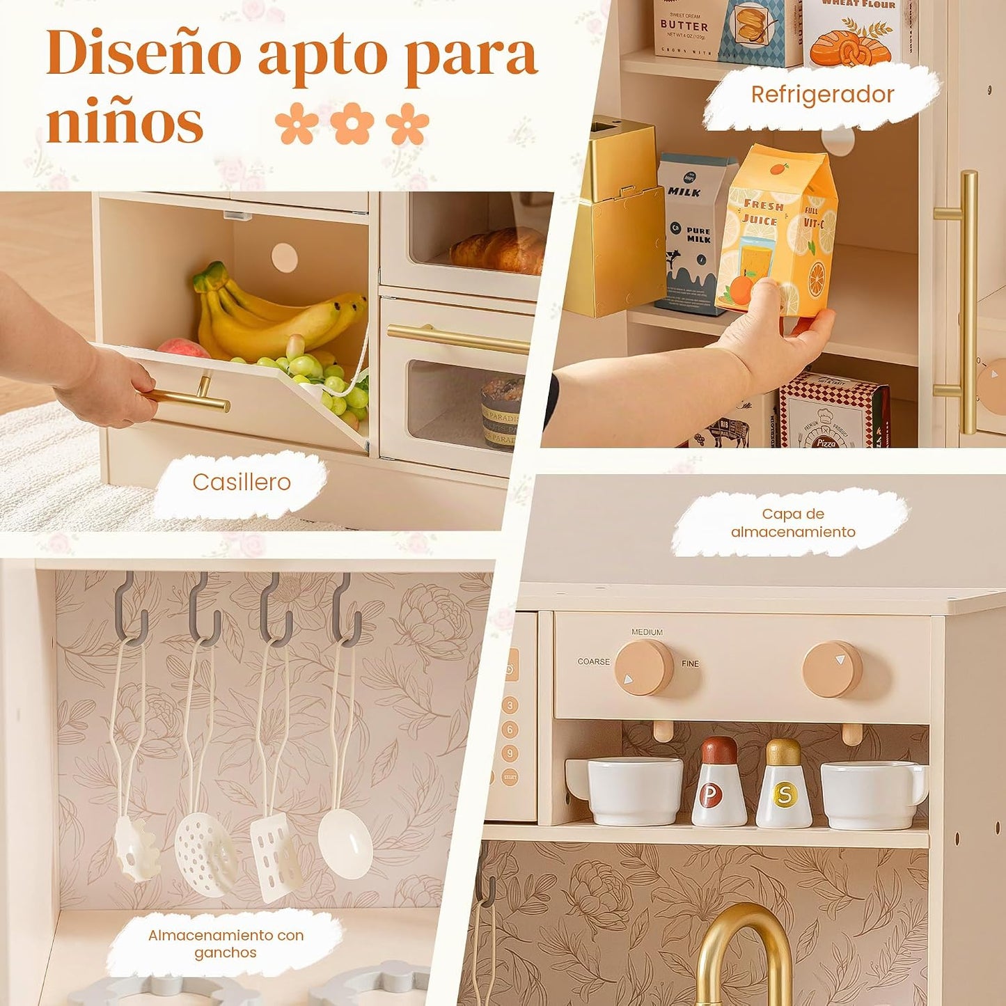 ROBOTIME Juego de cocina de madera para niños, juego de cocina para...