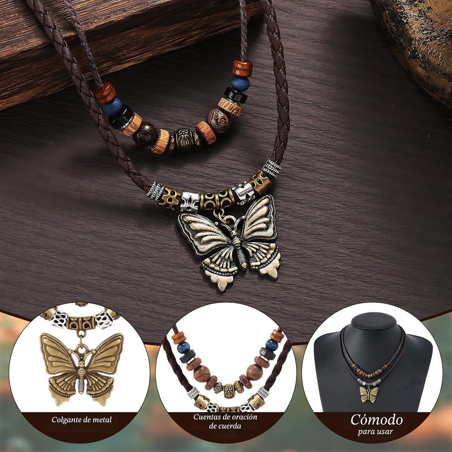 CZMZHFC Collar bohemio para mujer, collares con colgante de maripos...