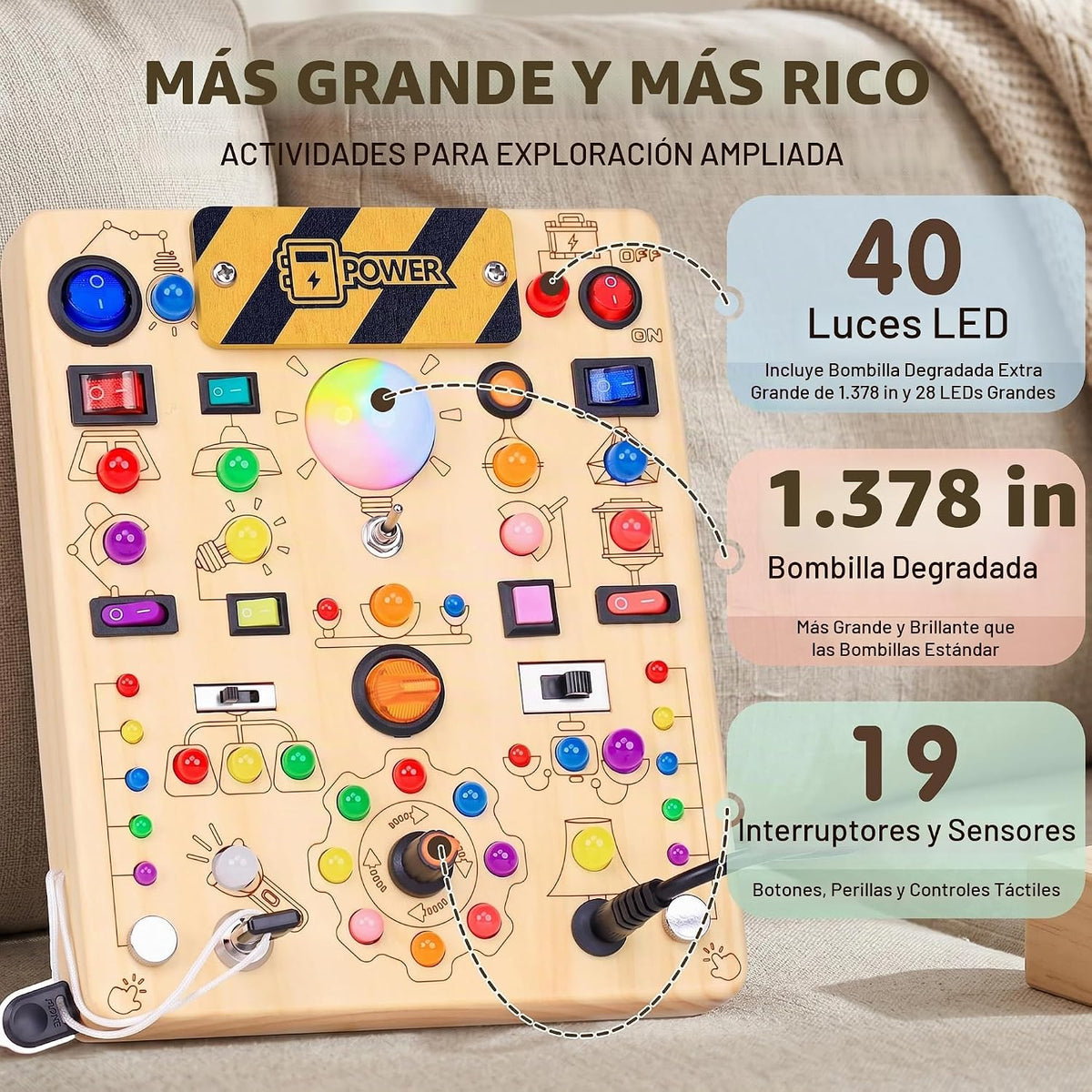 RichBoy Tableros ocupados, interruptor de luces, madera, 59 en 1, g...