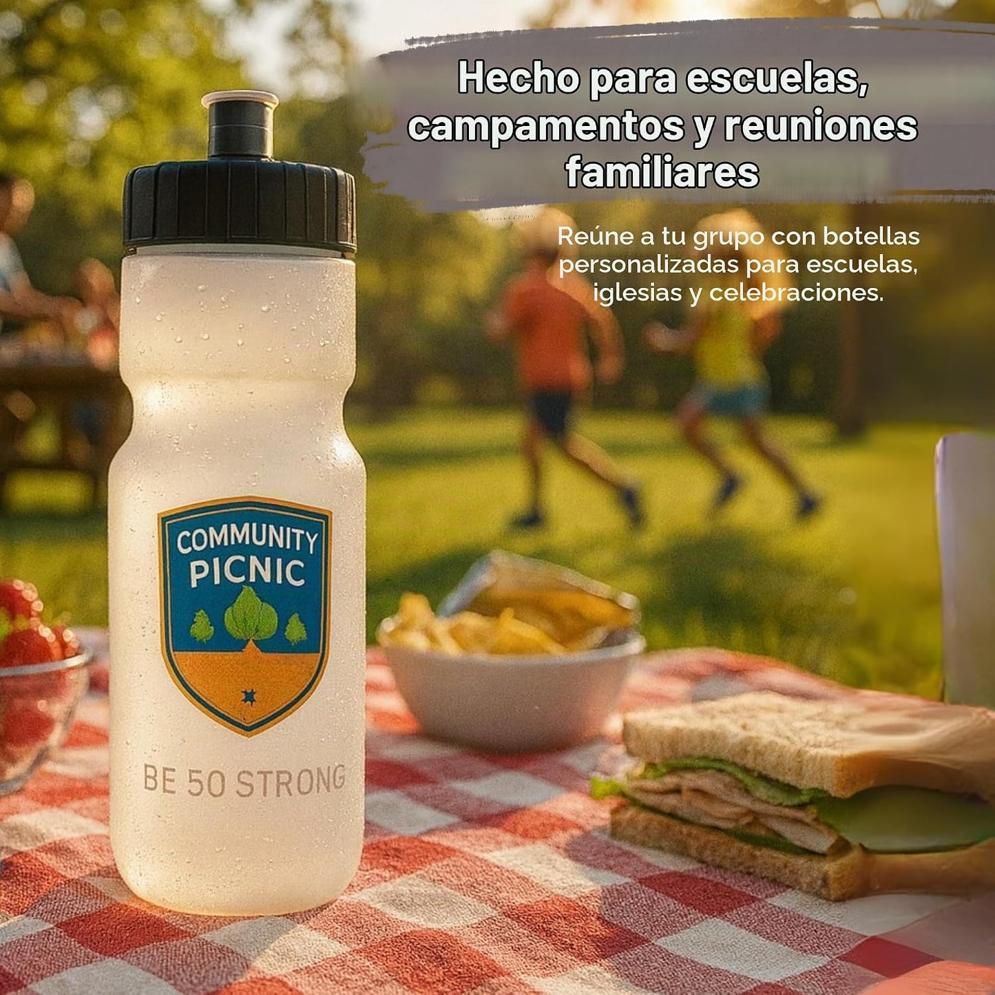 50 Strong | Botellas de agua personalizadas, paquete de 24, 22 onza...