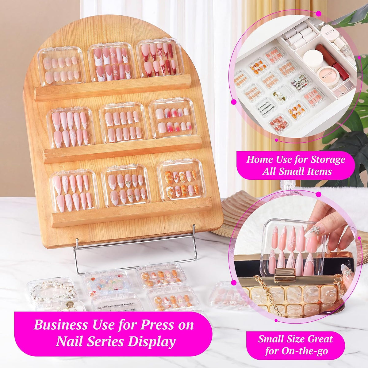 Estuche para uñas a presión de 20 piezas con 60 pestañas adhesivas...