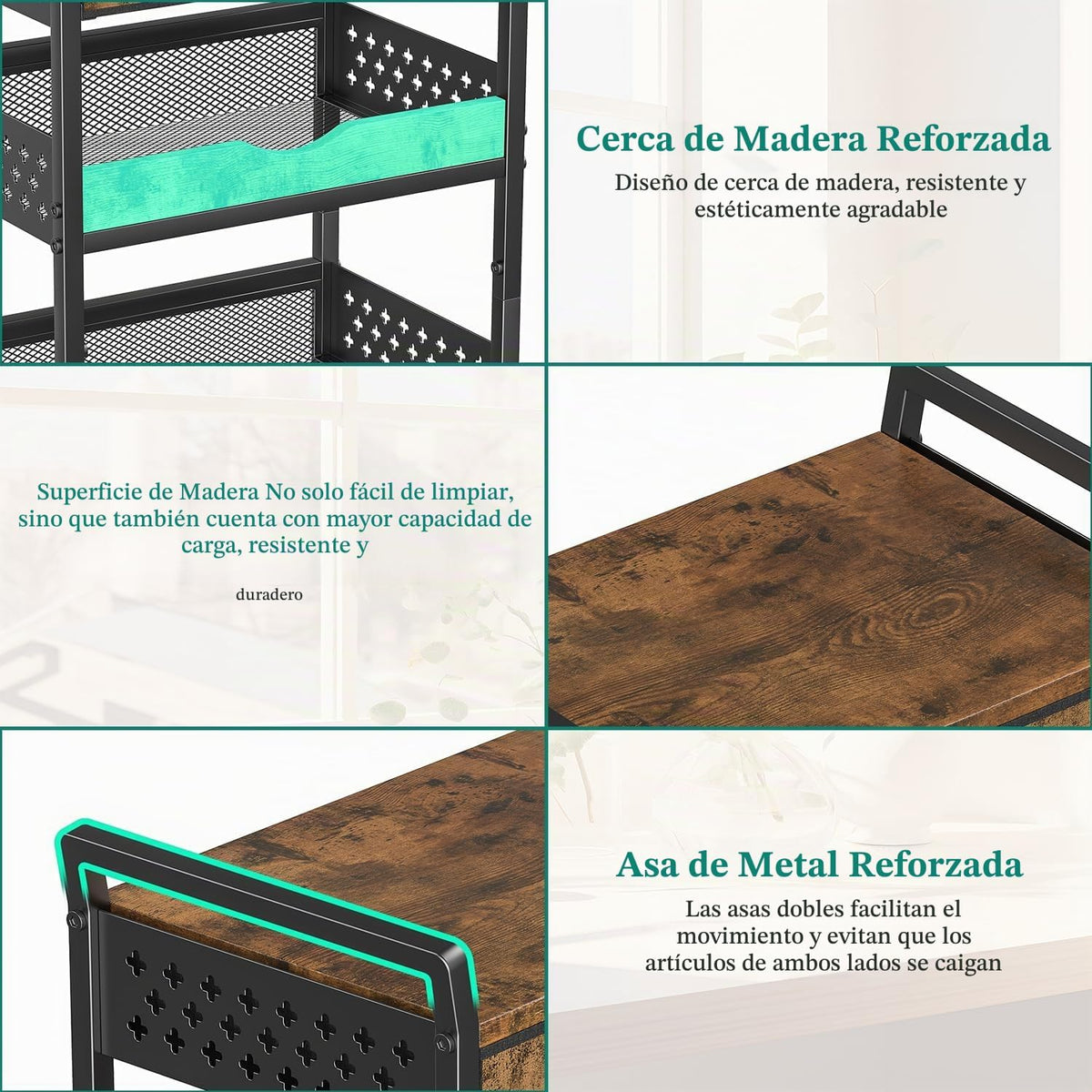 Giwil Carrito de almacenamiento rodante de 4 niveles con cajón, peq...