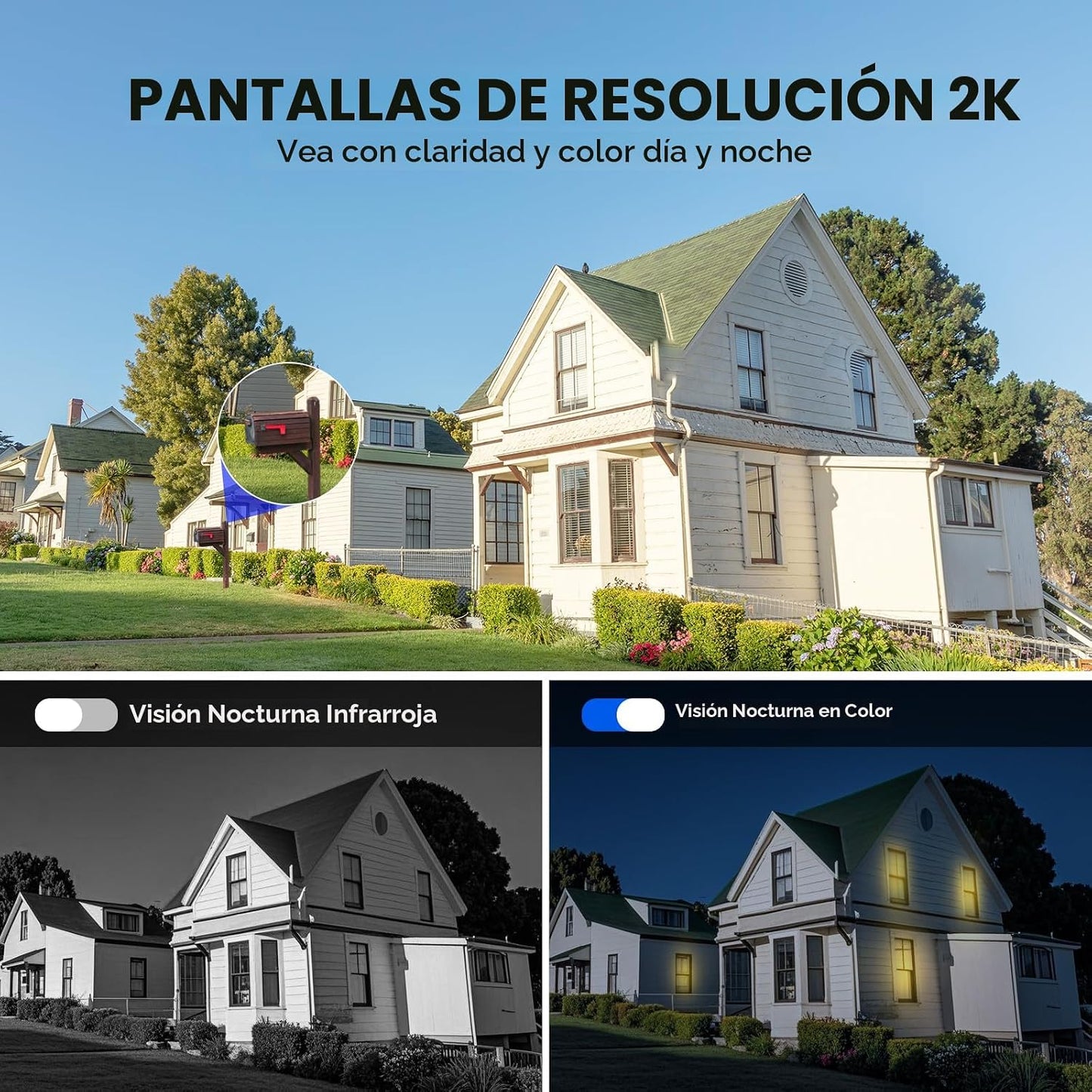 LITYMOL Cámara solar 2K para seguridad en el hogar, cámaras de segu...