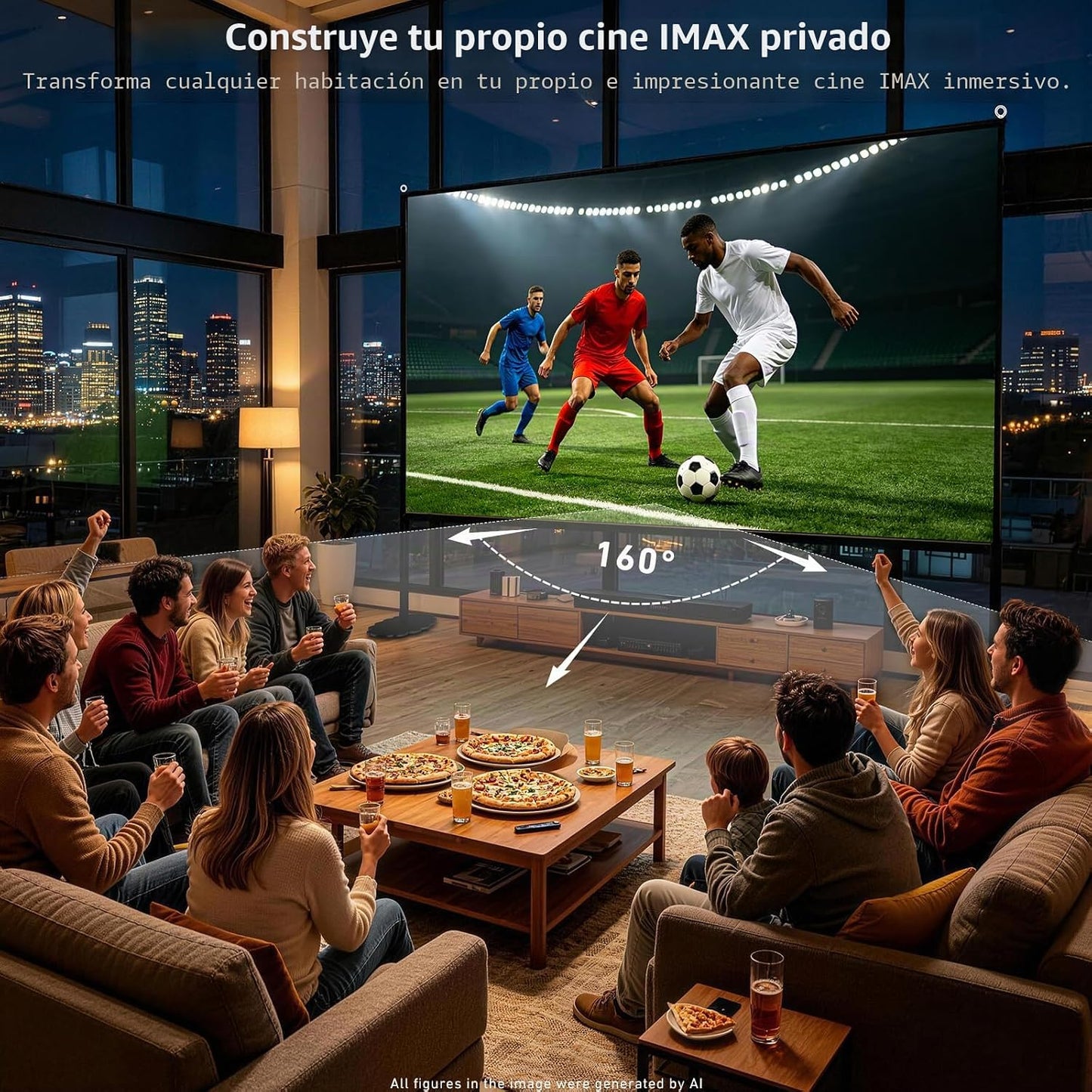 Pantalla de proyector de 150 pulgadas con soporte, pantalla de cine...