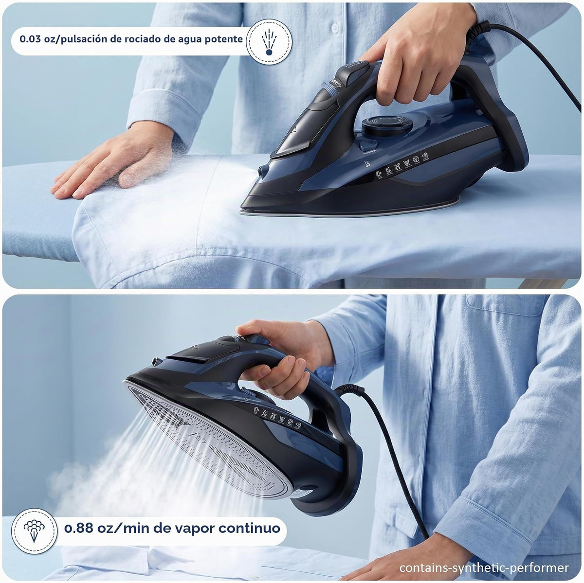 LEVOORA Plancha de vapor para ropa, calentamiento rápido de 20 segu...