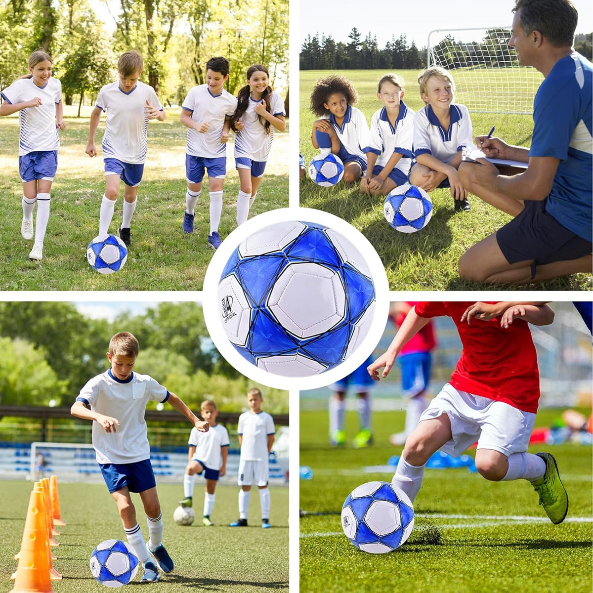 ELKCIP Paquete de 6 pelotas de fútbol clásicas desinfladas tamaño 4...