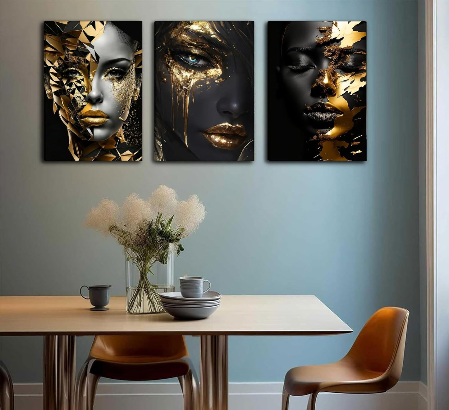 Arte abstracto de cara de mujer negra en lienzo para pared, pintura...