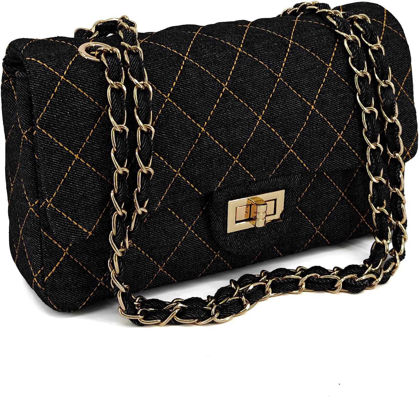 M-ioi-M Bolsos cruzados acolchados de mezclilla para mujer, bolsos...
