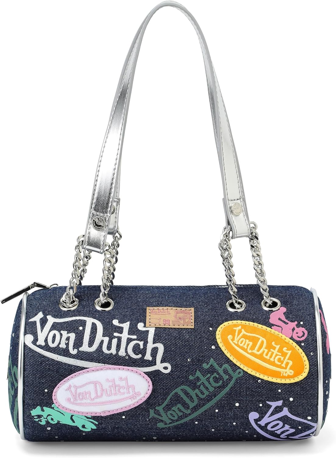 Von Dutch Bolsa de barril, bolso de hombro de cuero vegano