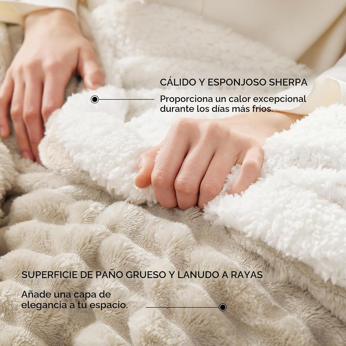 Bedsure Manta Tipo Throw Sherpa para sofá, súper suave, acogedora m...