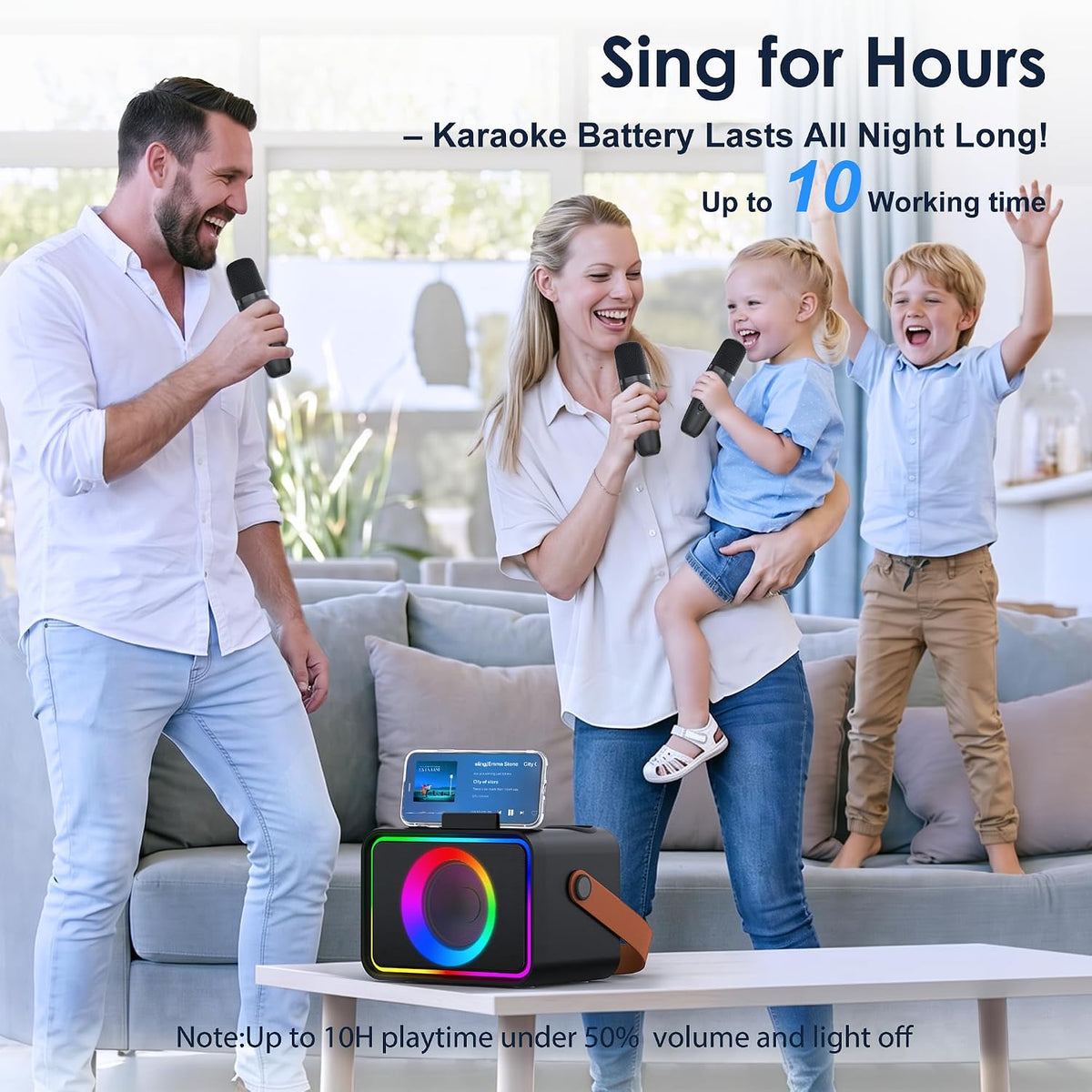Máquina de karaoke para niños y adultos, altavoz Bluetooth 3 micróf...