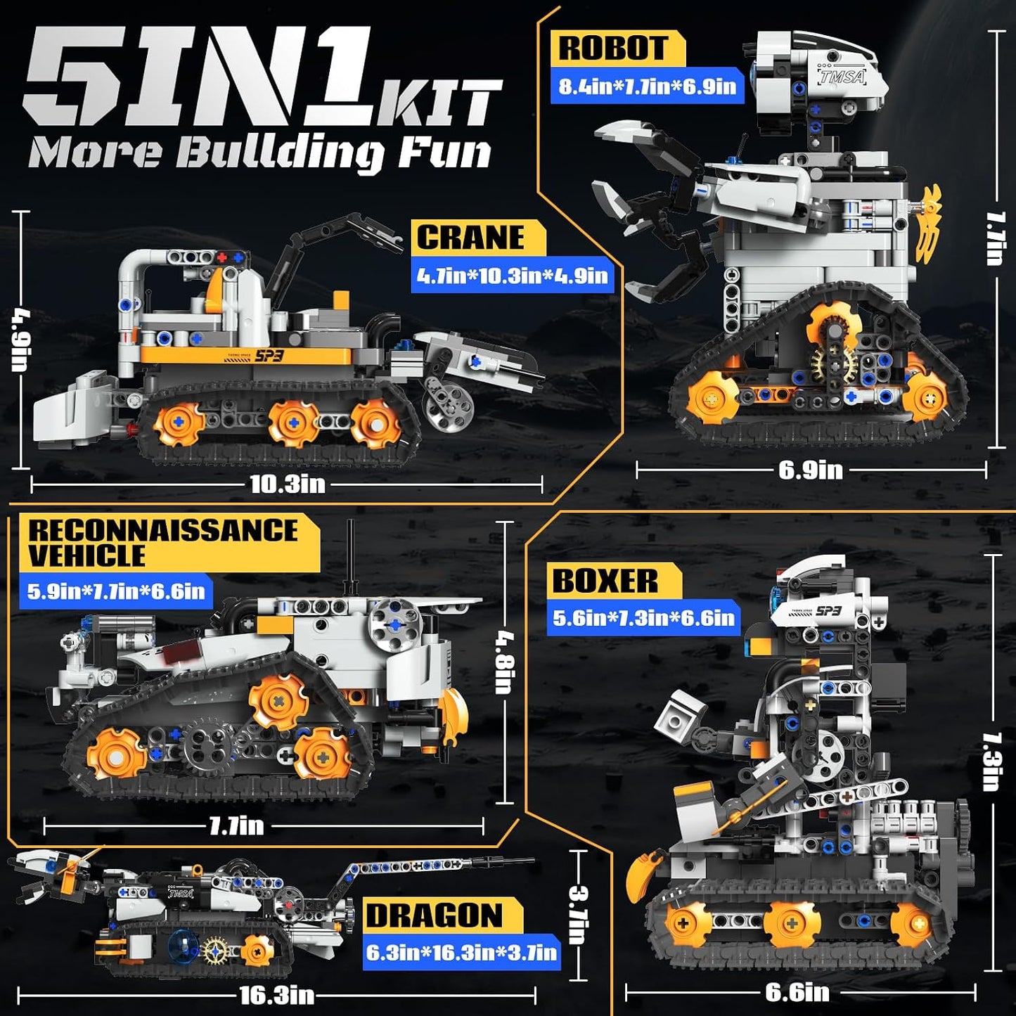 HPROMOT Kit de construcción de robot STEM 5 en 1, 688 piezas de jug...