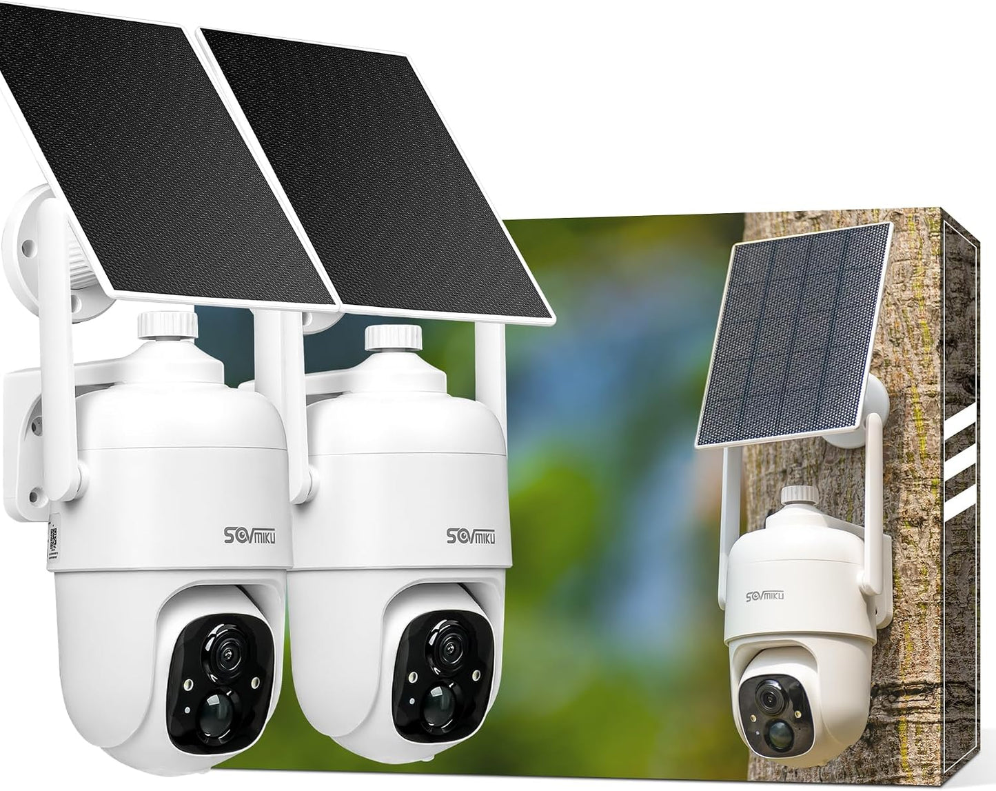 SOVMIKU 2CQ1 AI 2K Cámara de seguridad solar inalámbrica para exter...