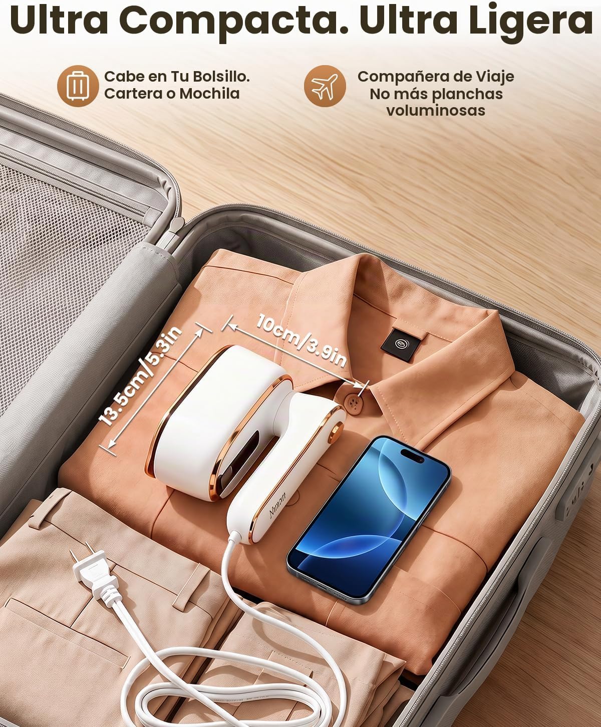 Vaporizador de hierro para ropa, vaporizador de ropa de viaje con m...