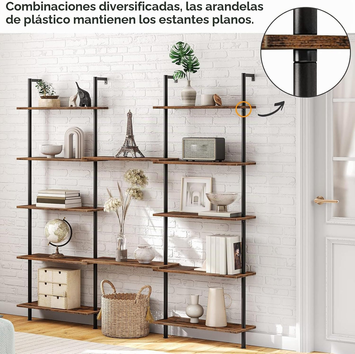 HOOBRO Estantería de escalera de bricolaje, estantería de pared de...