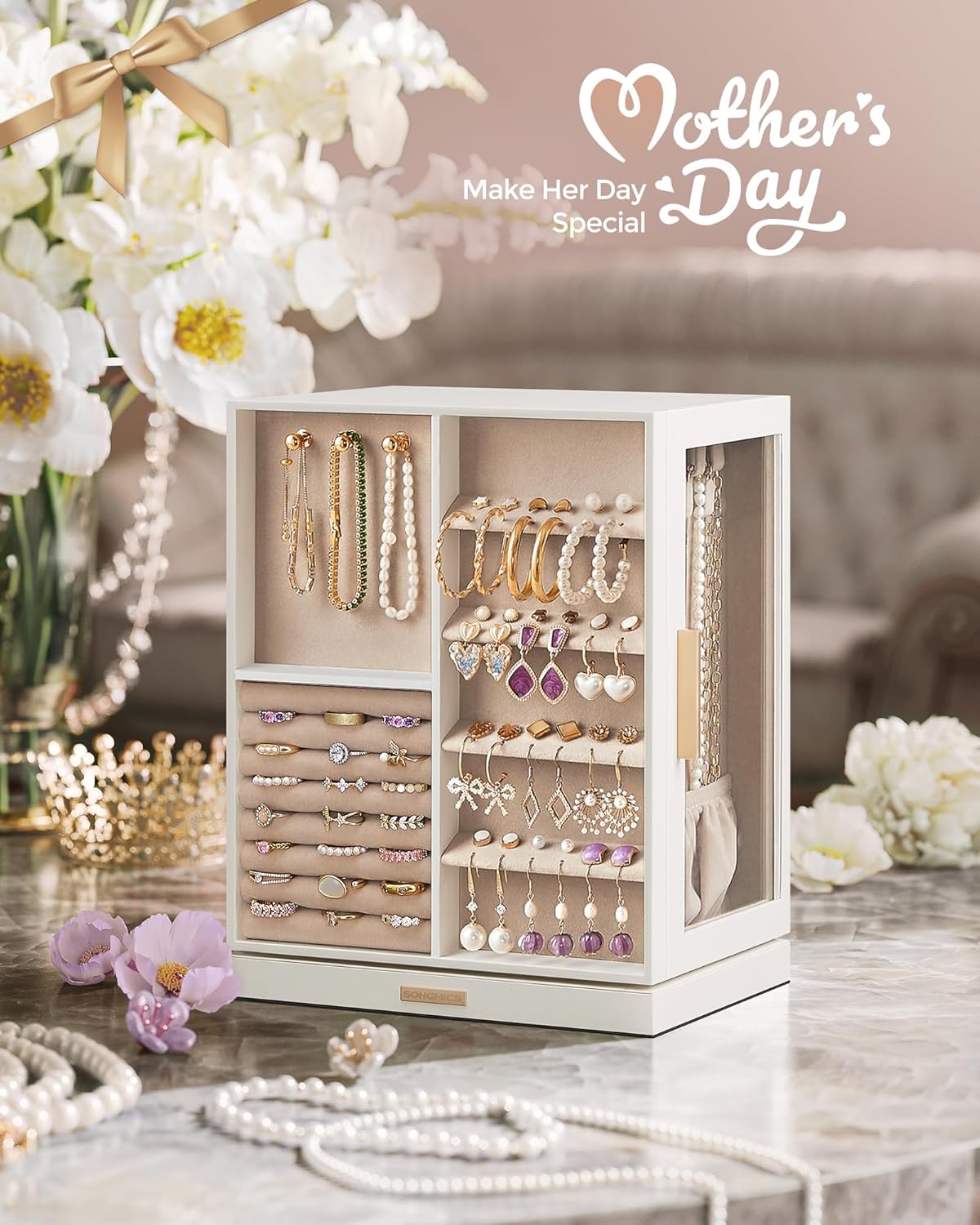 SONGMICS GISELLA Collection UJBC170W01 - Joyero organizador girator...